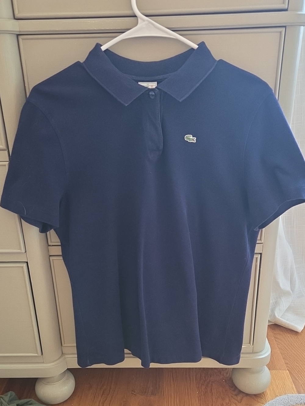 Lacoste Navy Blue Polo with Embroidered Crocodile